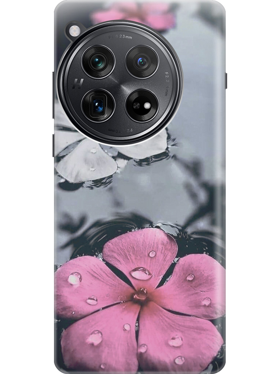 

Силиконовый чехол на OnePlus 12 с рисунком "Фиалки в воде", Розовый;серый, 20012114
