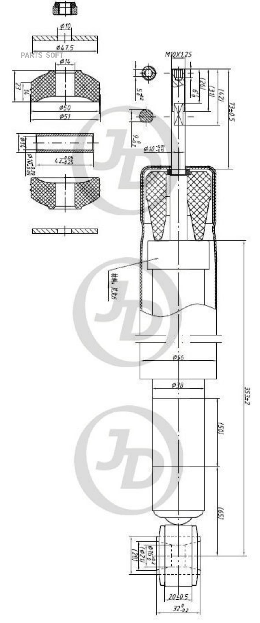 

Амортизатор Газомасляный Задний /343464/ Just Drive арт. JAA0106