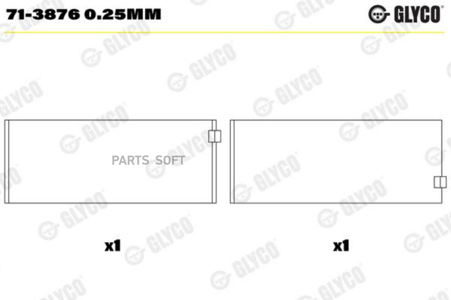 

Шатунный подшипник GLYCO 71-3876 0.25mm