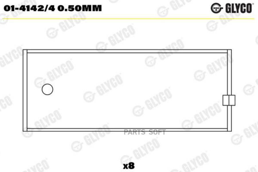 Шатунный подшипник GLYCO 01-4142/4 0.50mm