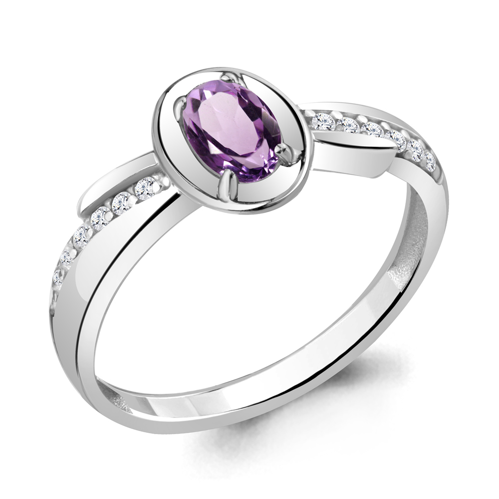 

Кольцо из серебра с аметистом р. 18,5 Aquamarine 6942604А_925_р, 6942604А_925_р