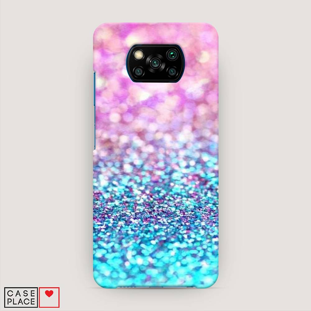 

Пластиковый чехол "Розово-голубые глиттеры рисунок" на Xiaomi Poco X3 NFC