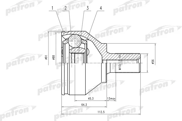 

ШРУС наружн к-кт FORD: С-Max 07- PATRON PCV1562