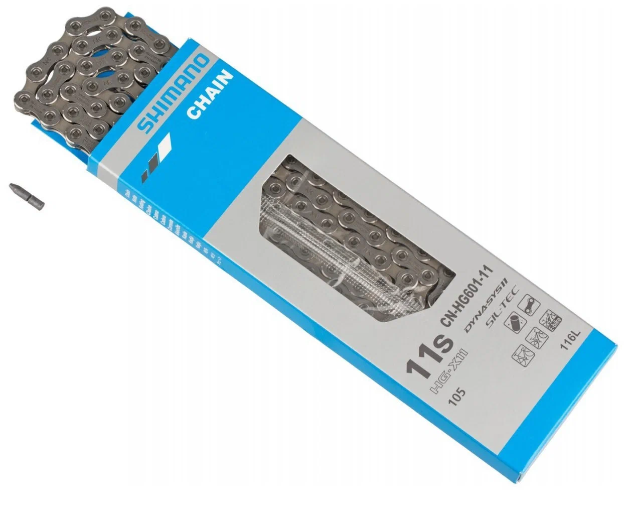 

Цепь Shimano CN-HG601-11 11 скоростей, 5,5 мм, 122 звеньев, Серебристый