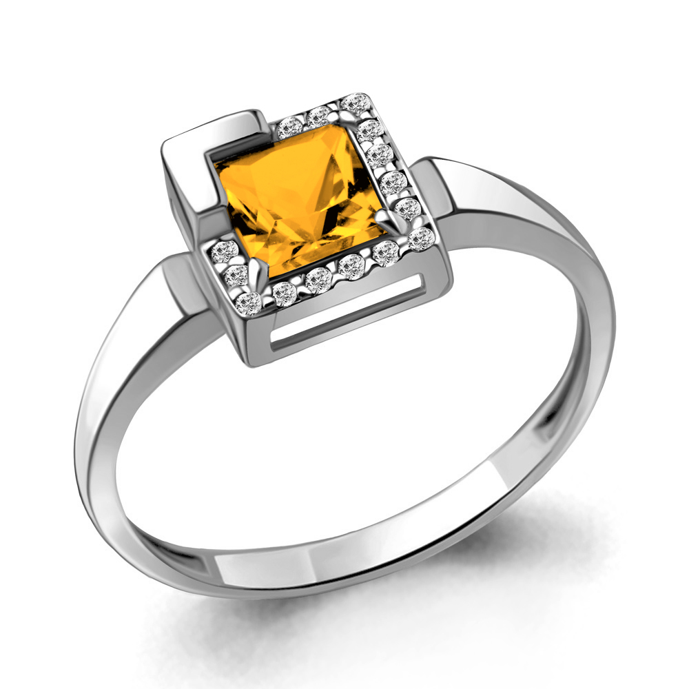 

Кольцо из серебра с цитрином р.  Aquamarine 6942206А_925_р, 6942206А_925_р