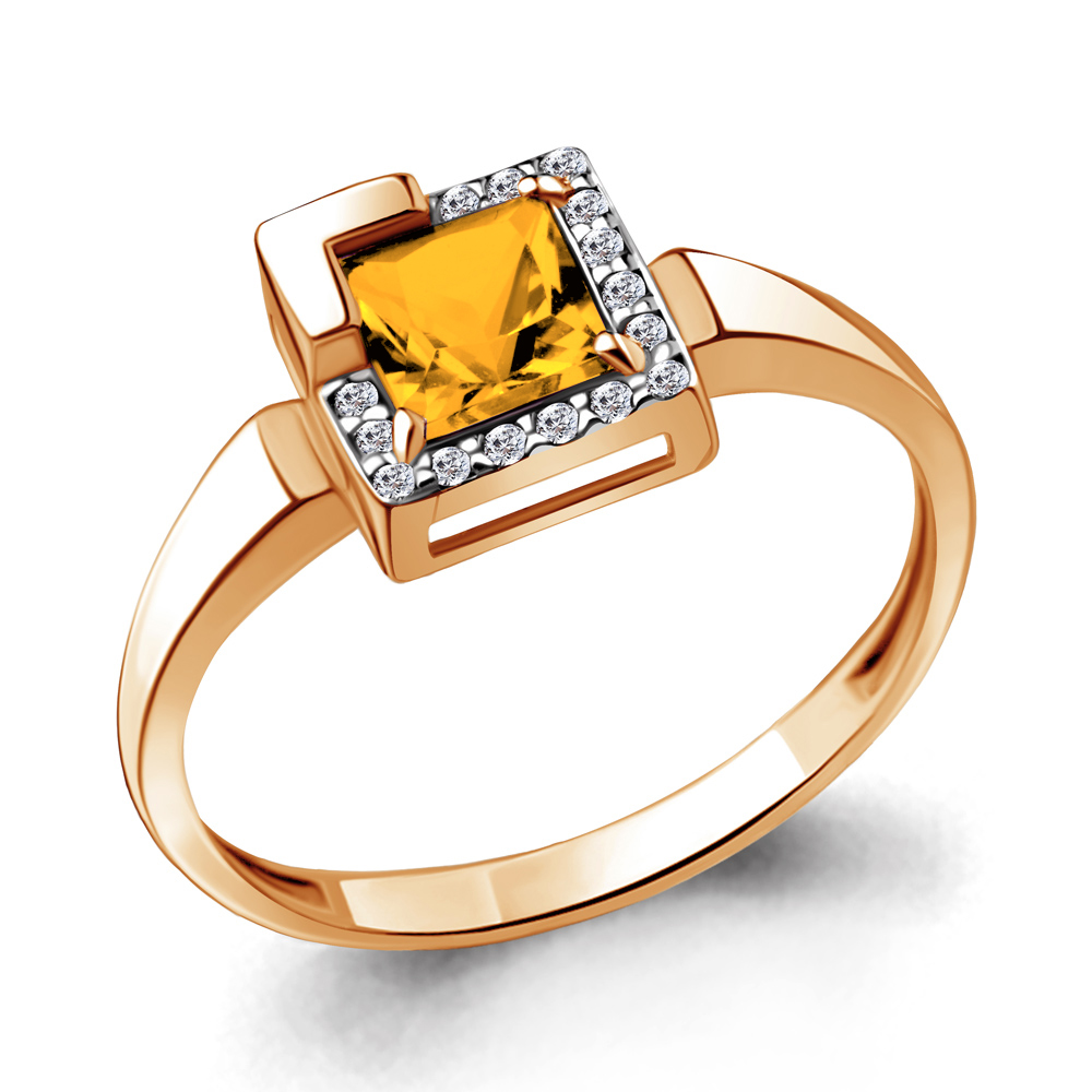 

Кольцо из серебра с цитрином р. 17,5 Aquamarine 6942206А_925_з, 6942206А_925_з