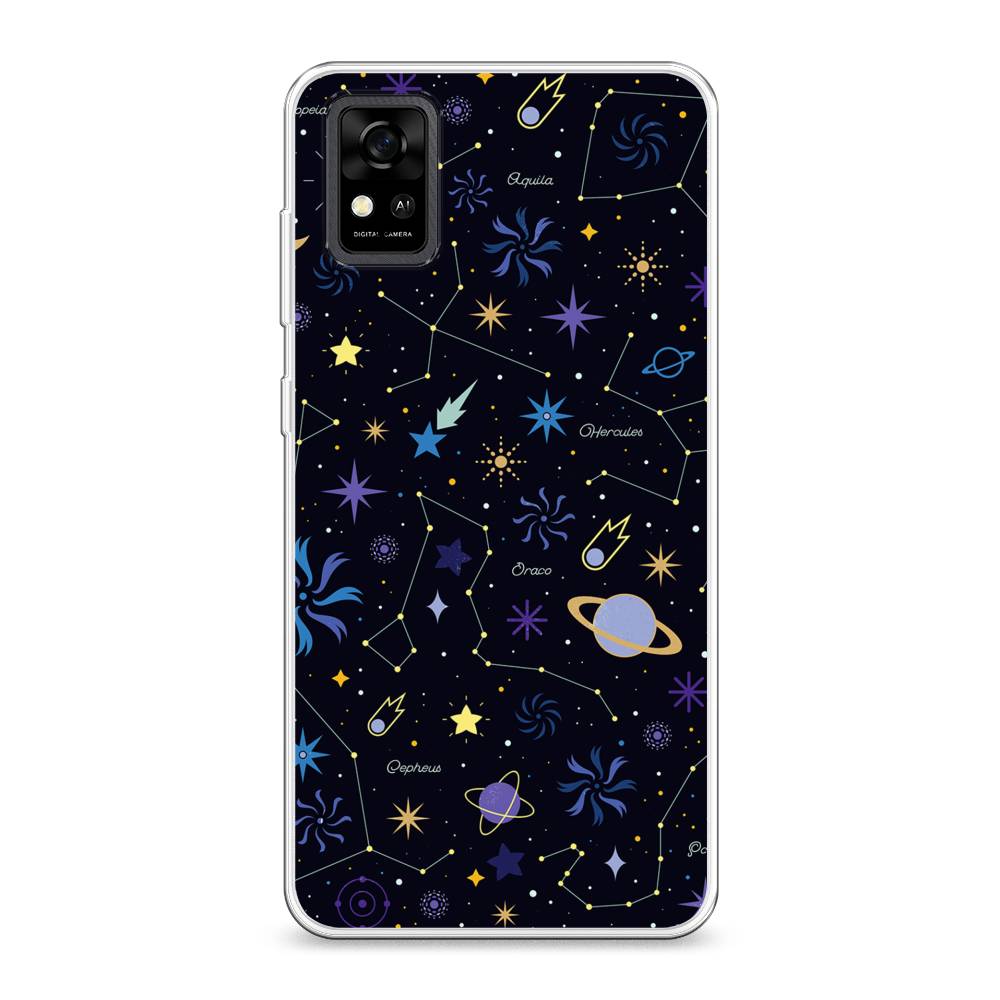 

Чехол на ZTE Blade A31 "Цветной космос", Желтый, 134650-2
