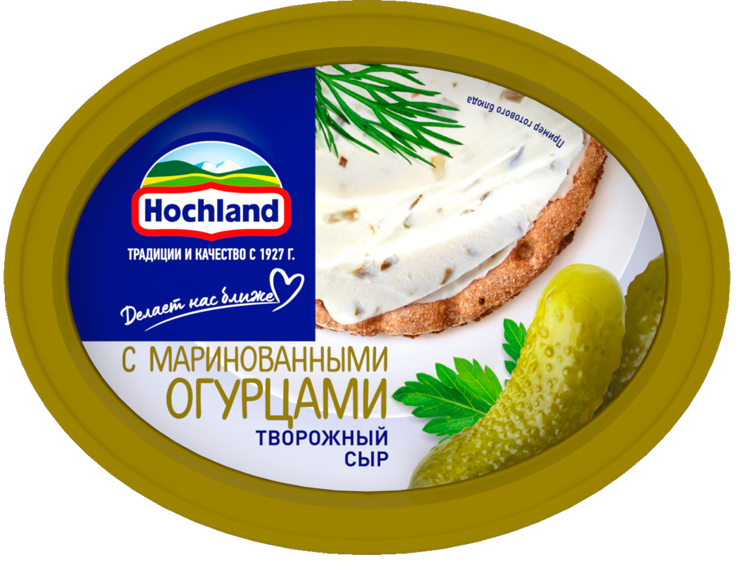 Сыр творожный Hochland с маринованными огурцами 60 140 г 148₽