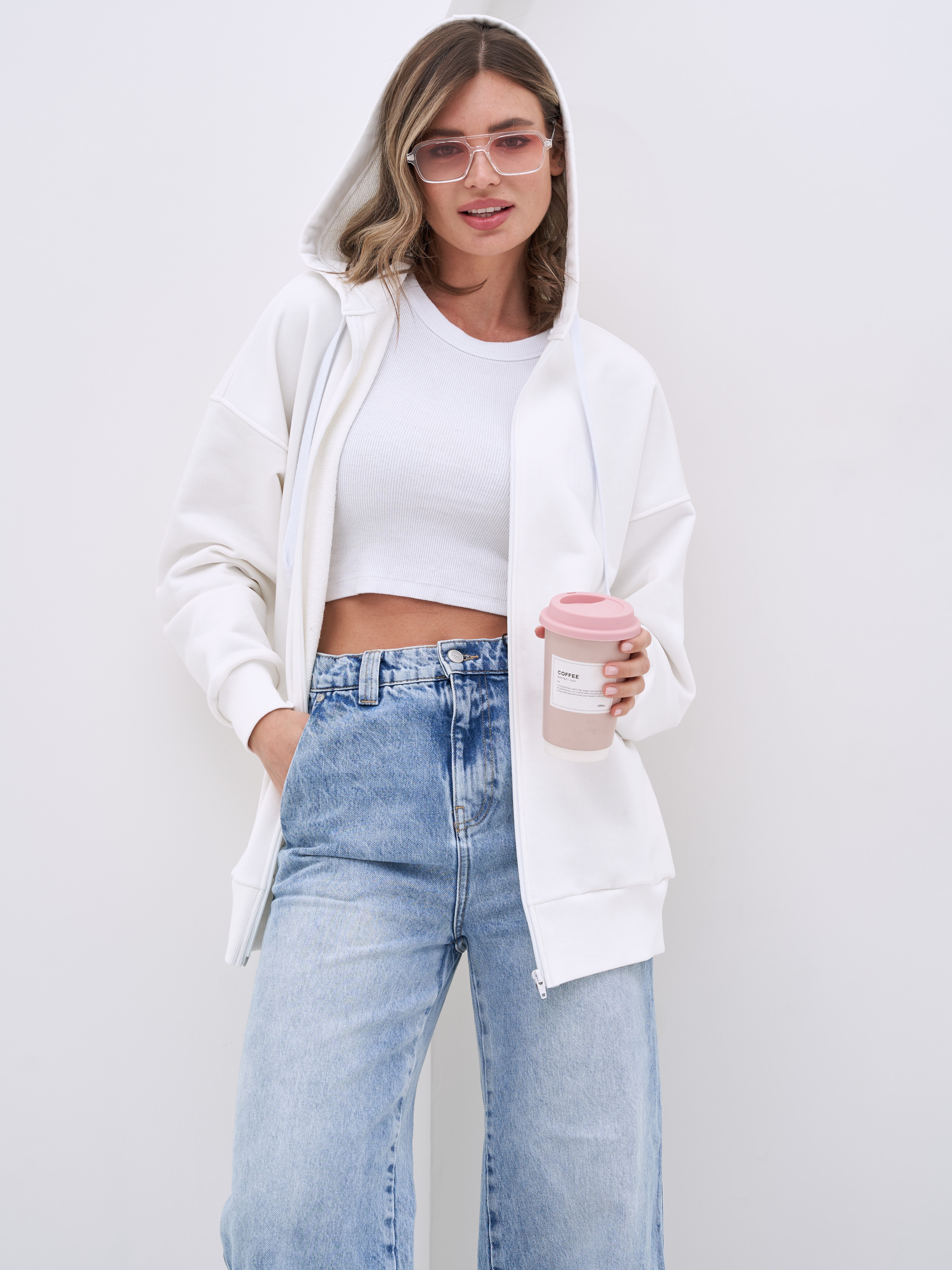 

Толстовка женская Авантюра Plus Size Fashion Котлик белая XXL, Белый, Котлик