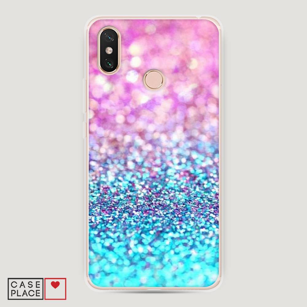 

Пластиковый чехол "Розово-голубые глиттеры рисунок" на Xiaomi Mi Max 3