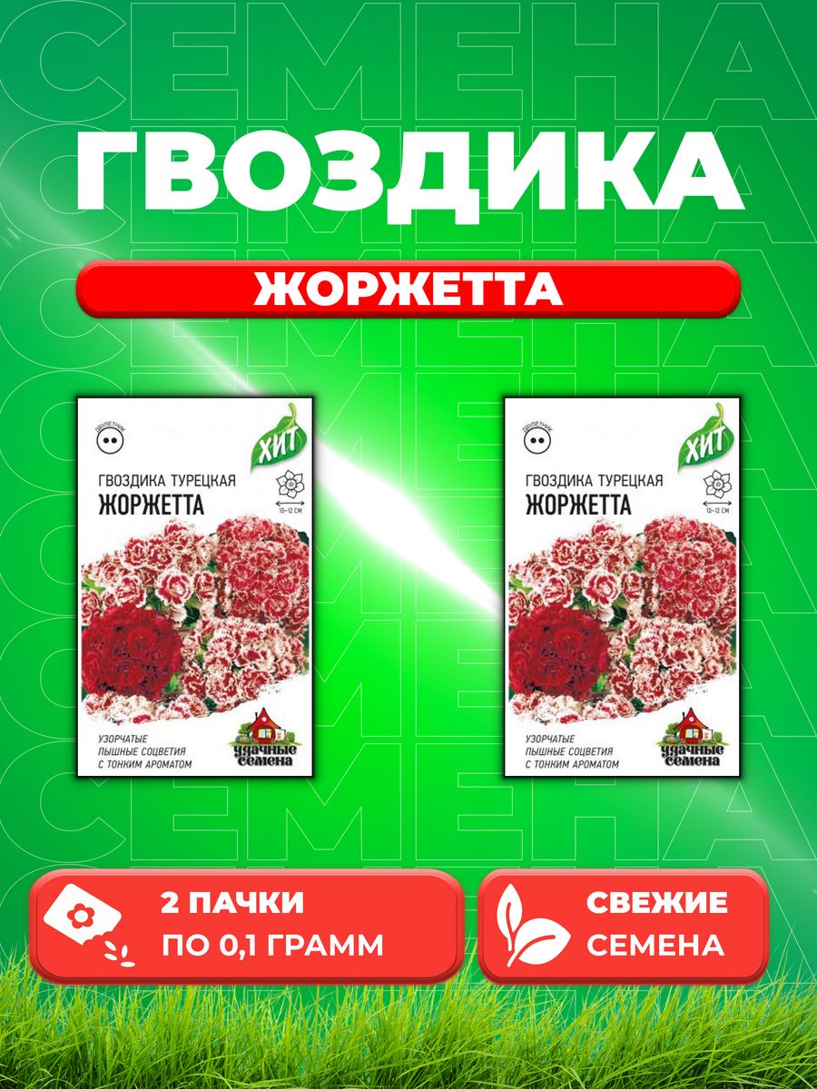 

Семена Гвоздика бородатая турецкая Жоржетта 0,1 г ХИТ х3 2уп