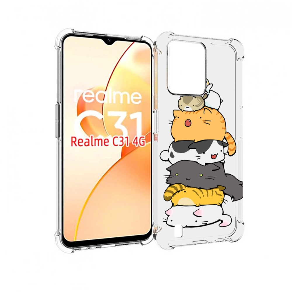 

Чехол MyPads много-маленьких-котиков для OPPO Realme C31, Прозрачный, Tocco