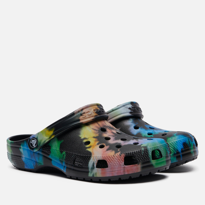 фото Сандалии женские crocs classic tie-dye graphic clog черные 45-46 eu