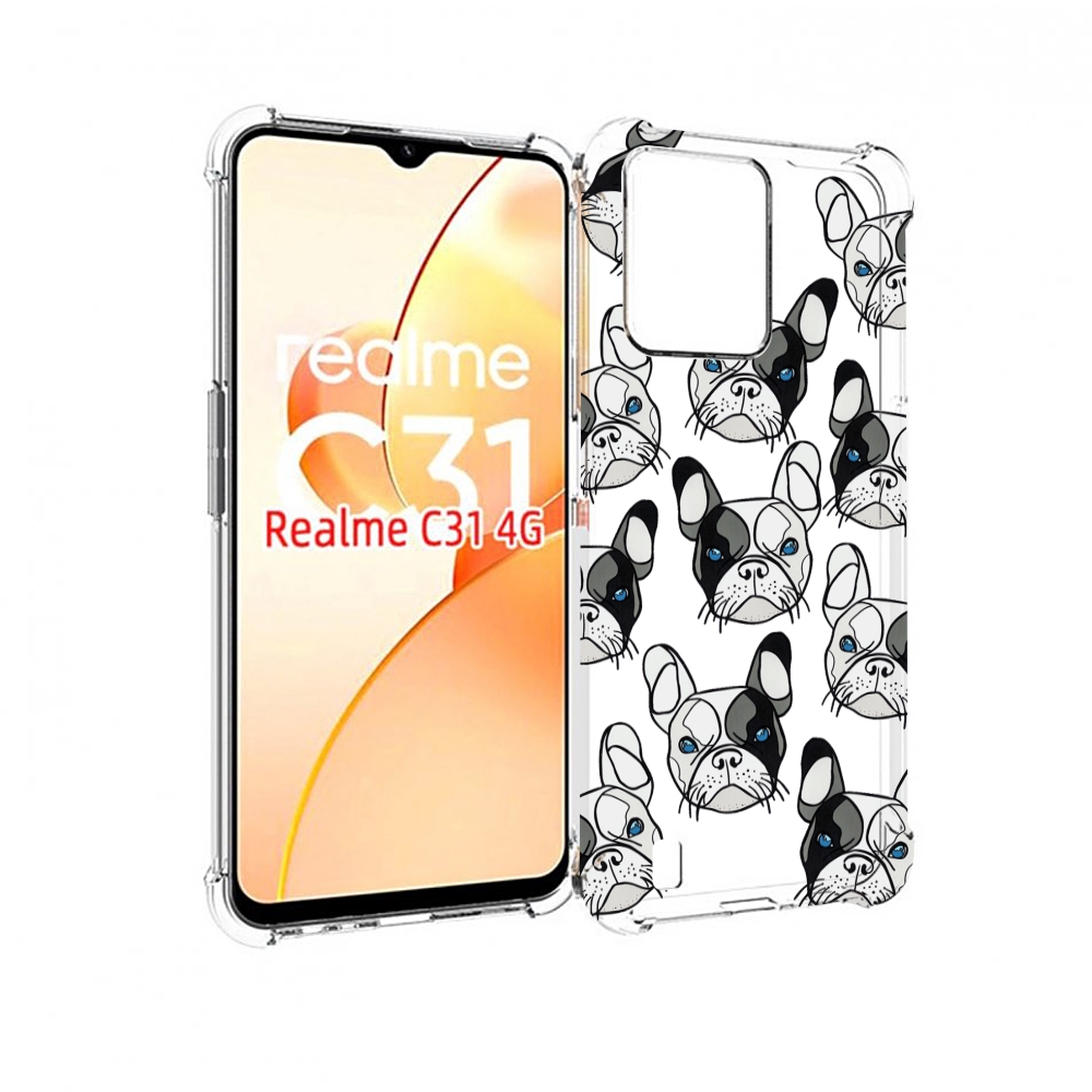 

Чехол MyPads мини-собачки-черно-белый для OPPO Realme C31, Прозрачный, Tocco