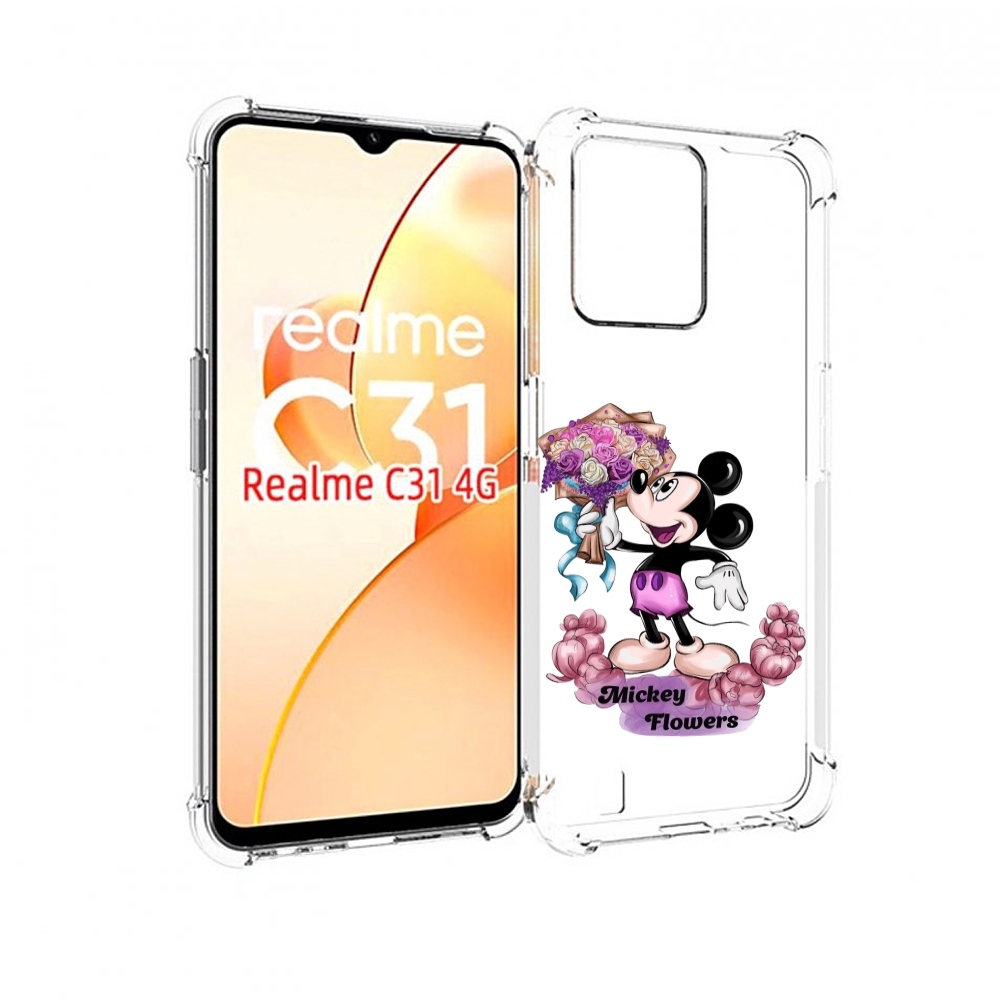 Чехол MyPads микки-с-цветами женский для OPPO Realme C31