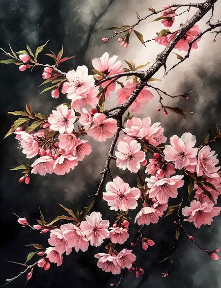 

Алмазная мозаика без подрамника Ветка сакуры, 40x30 см, 30 цветов, 62907, РА-254