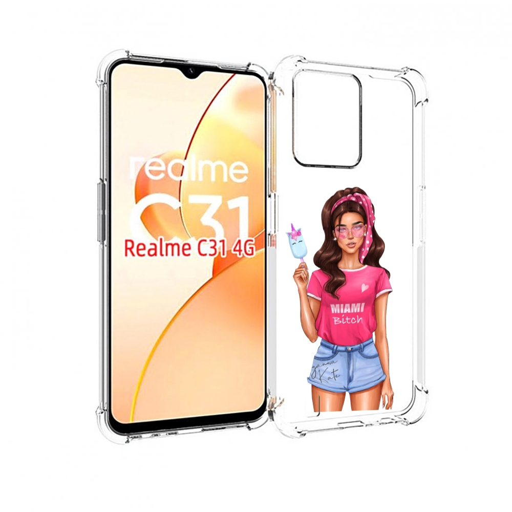 

Чехол MyPads майами-битч женский для OPPO Realme C31, Прозрачный, Tocco