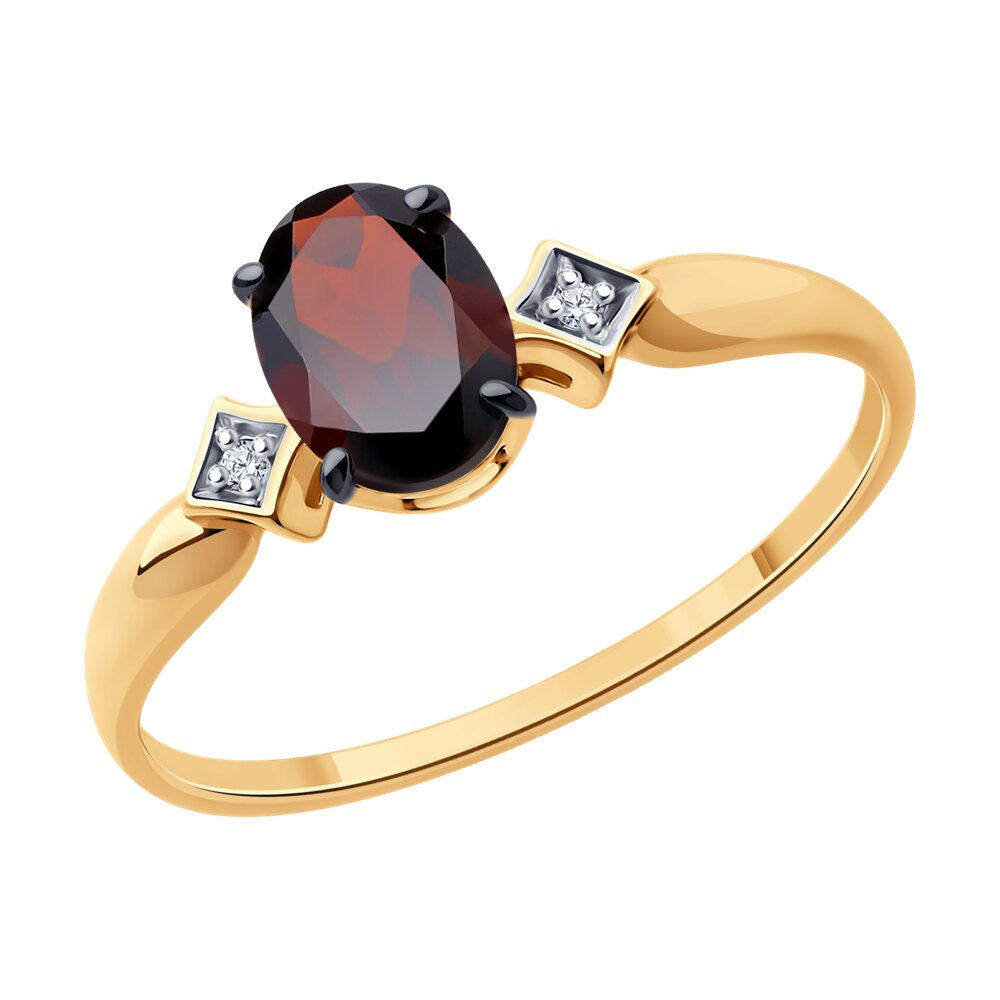 

Кольцо из золота р. 19 Diamant 51-310-01919-3, фианит\гранат, 51-310-01919-3