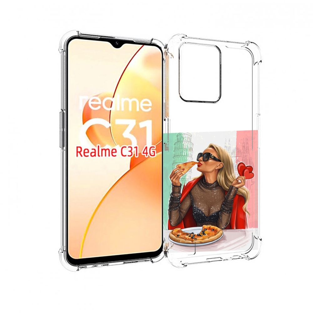 

Чехол MyPads любительница-пиццы женский для OPPO Realme C31, Прозрачный, Tocco