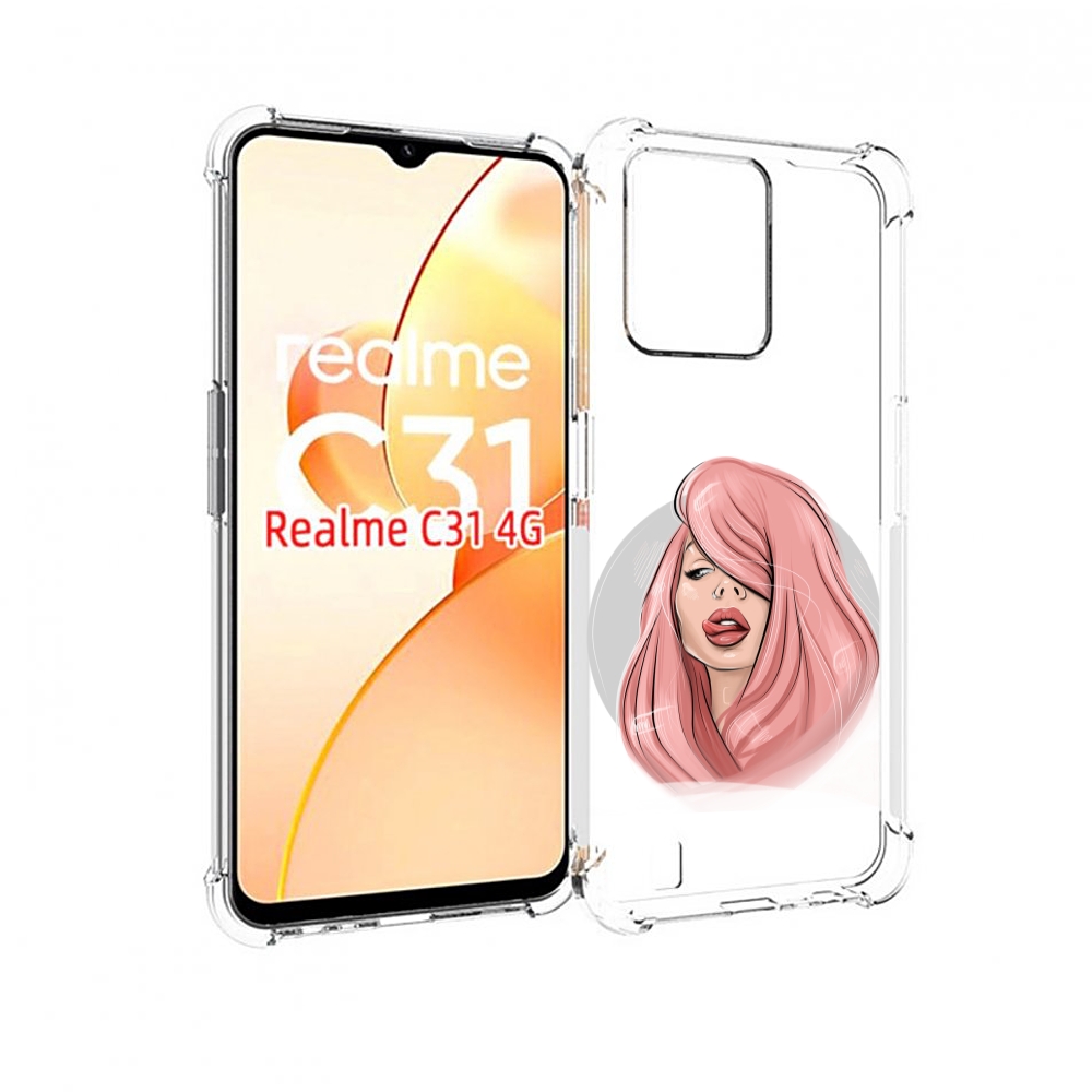

Чехол MyPads лицо-девушки-с-розовыми-волосами женский для OPPO Realme C31, Прозрачный, Tocco