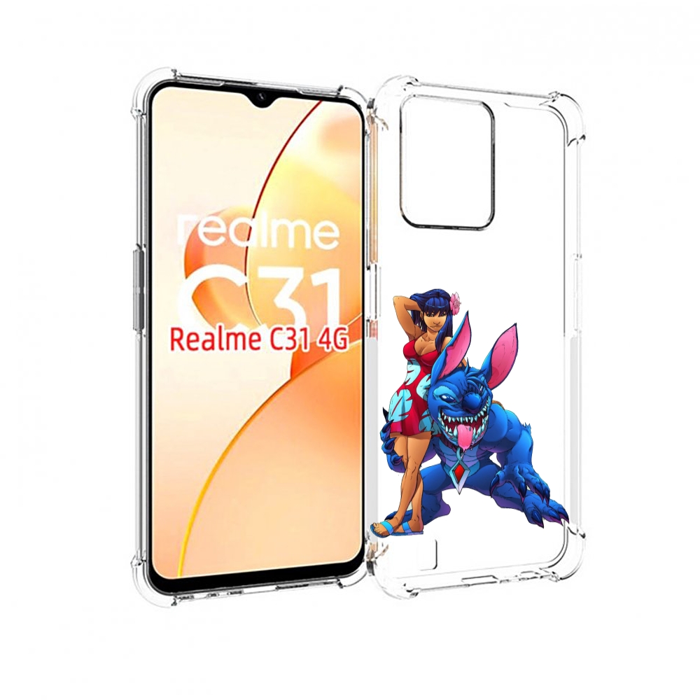 

Чехол MyPads лило и накаченный стич детский для OPPO Realme C31, Прозрачный, Tocco