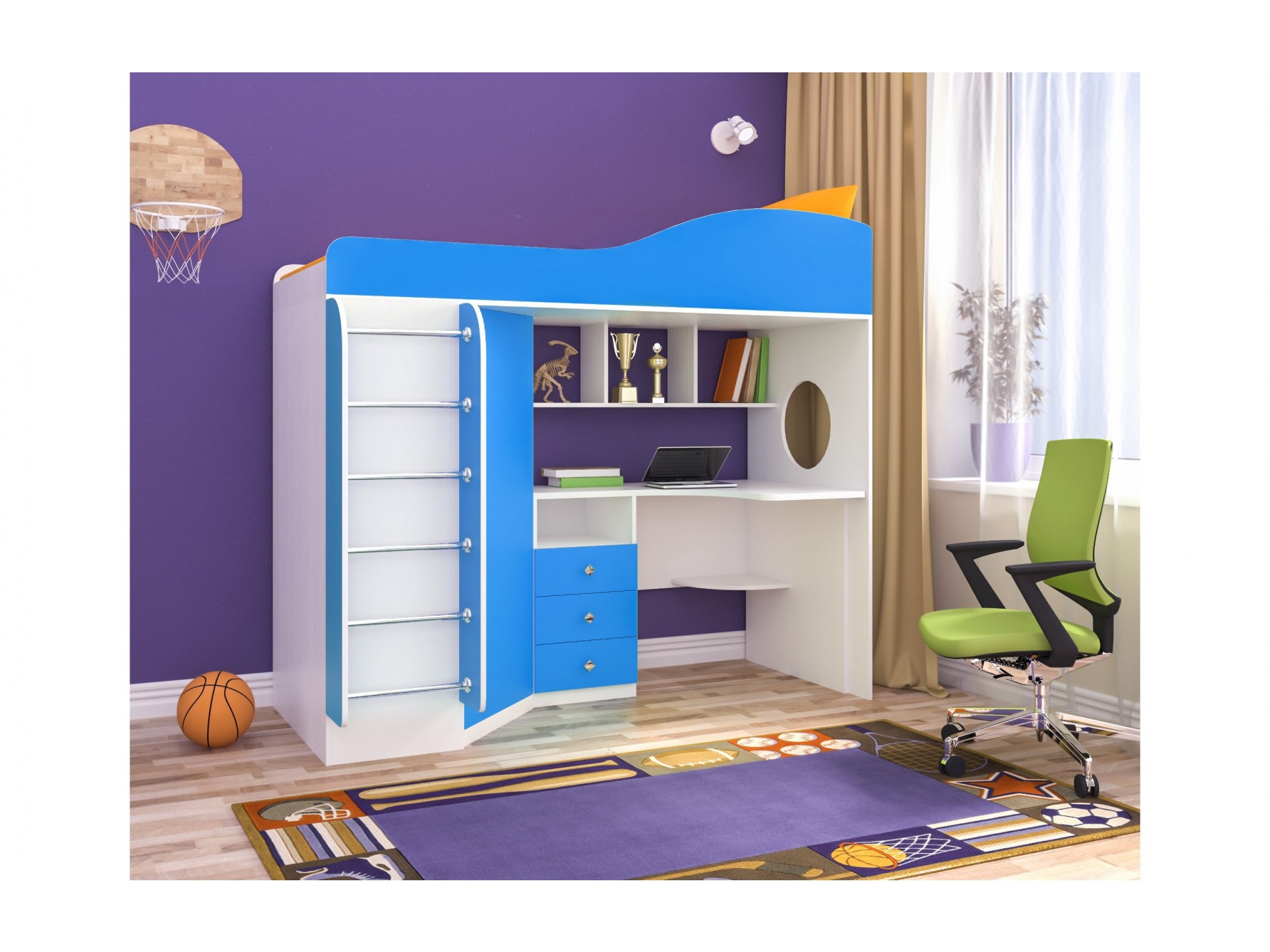 

Кровать-чердак Кадет 1 с металлической лестницей (Венге, Бодего темный), 1205245295