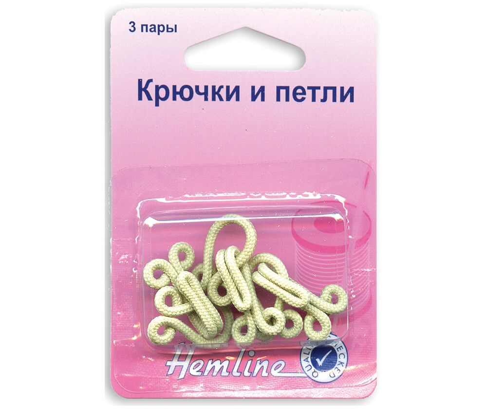 

Крючки и петли Hemline оплетенные, белый