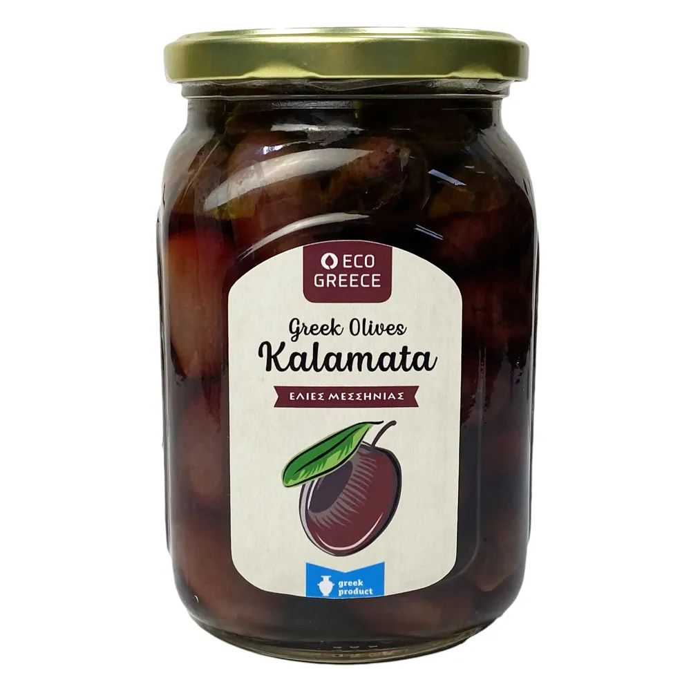 

Оливки Каламата (размер XL) EcoGreece, ст.банка, 450г