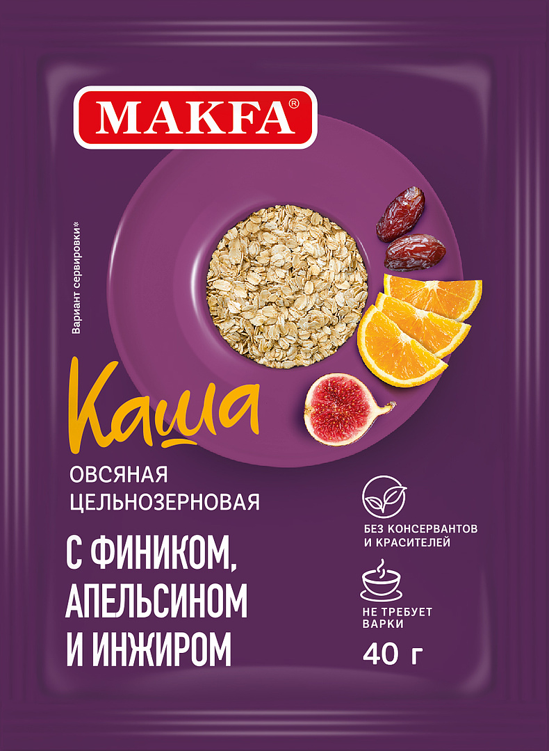 

Каша Makfa овсяная финик-апельсин-инжир, быстрого приготовления, 40 г