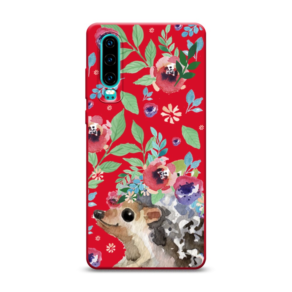 

Чехол Awog на Huawei P30 "Ежик в цветах акварель", Разноцветный, 68553-1