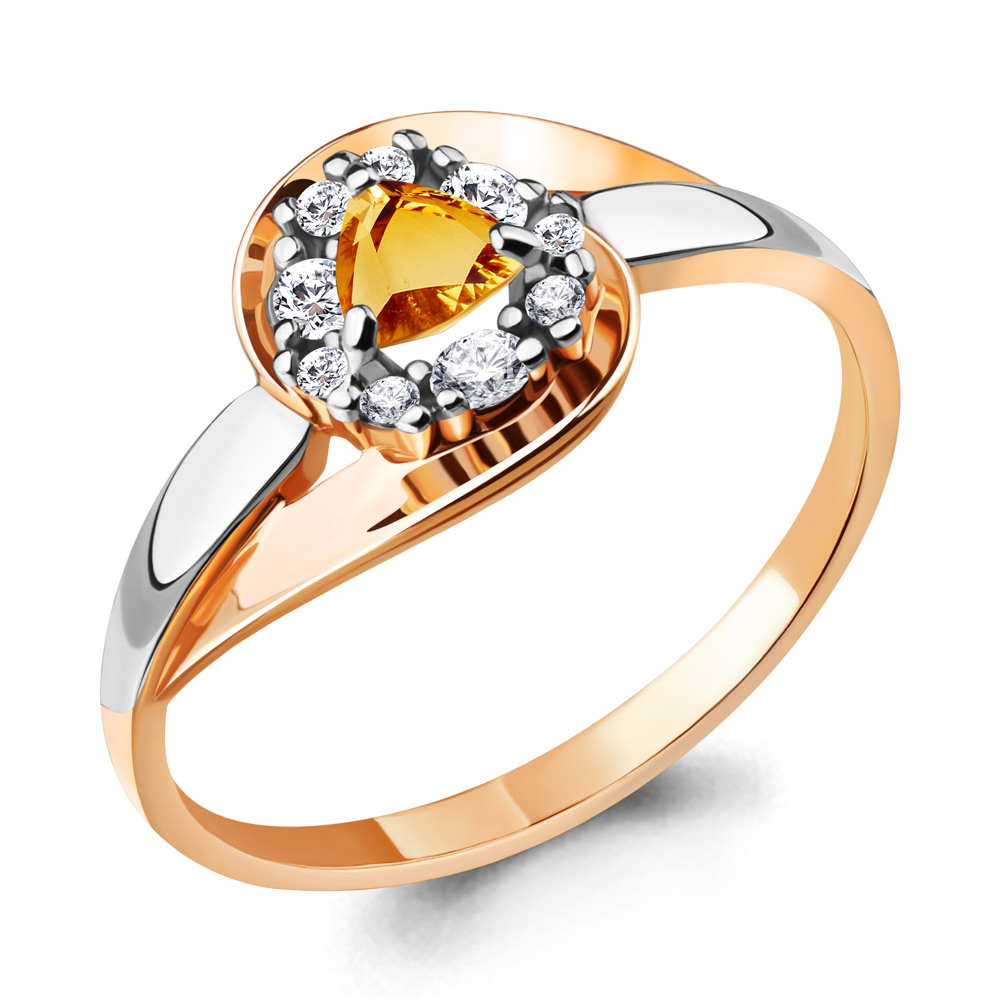

Кольцо из серебра с цитрином р. 18 Aquamarine 6941306А_925_з, 6941306А_925_з