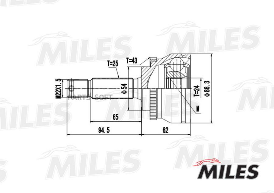 

Шрус Наружный Mitsubishi Galant/Lancer 2.0 92- (С Abs) (Skf Vkja5664) Ga20266 Miles арт. G