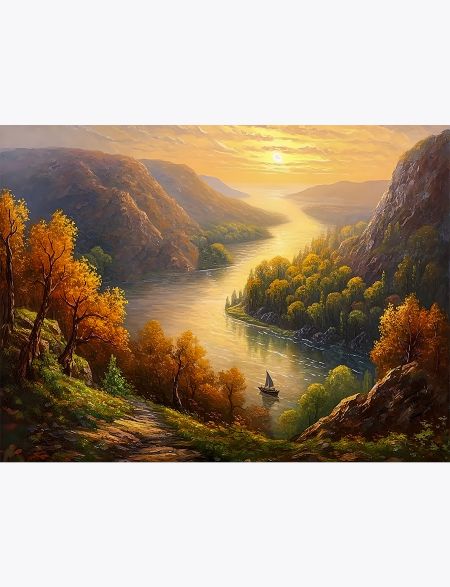 

Алмазная мозаика на подрамнике Осенний закат, 40x30 см, 30 цветов, 62835, ПРА-246