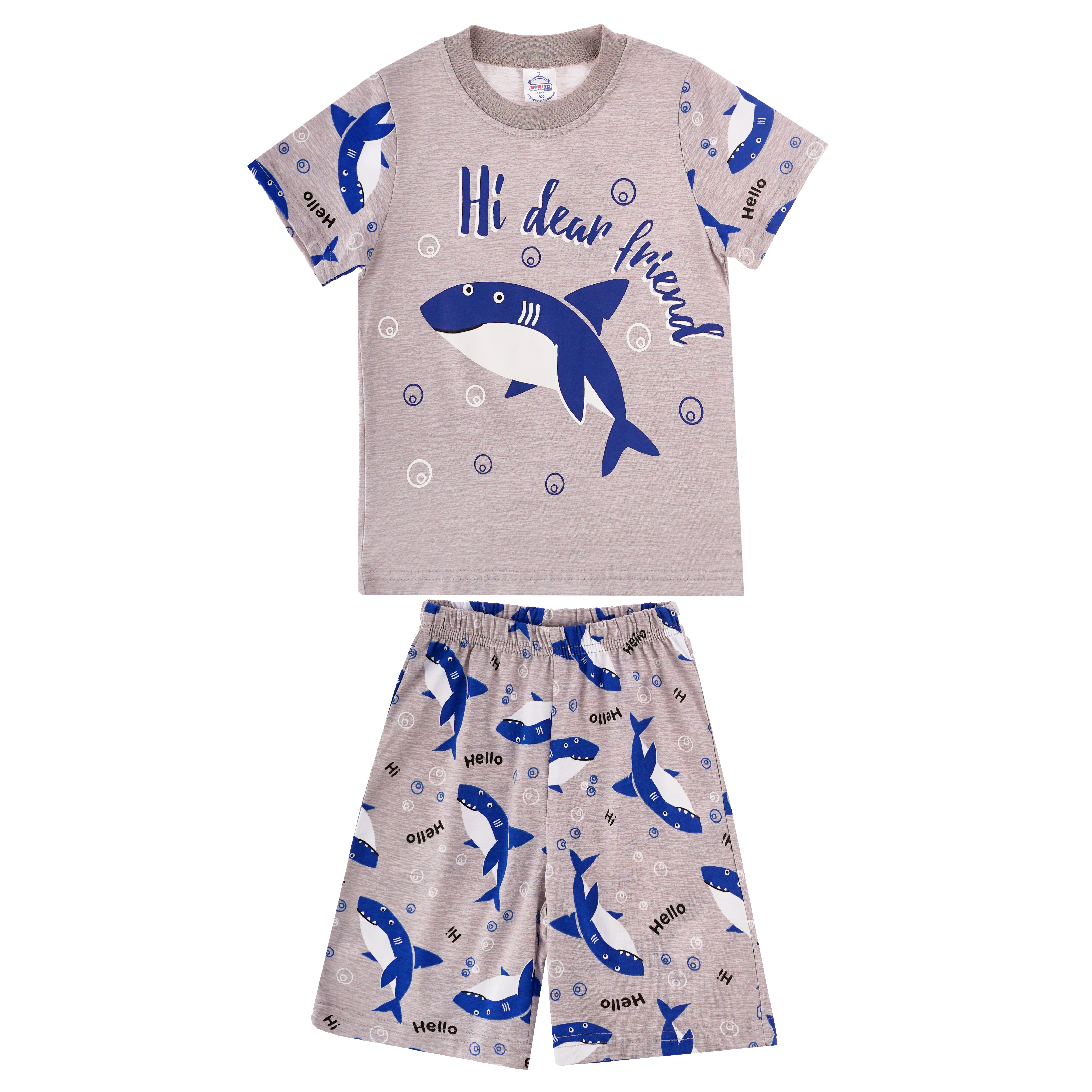 

Пижама детская Bonito kids BK1217FSH цв. серый меланж р. 110, BK1217FSH