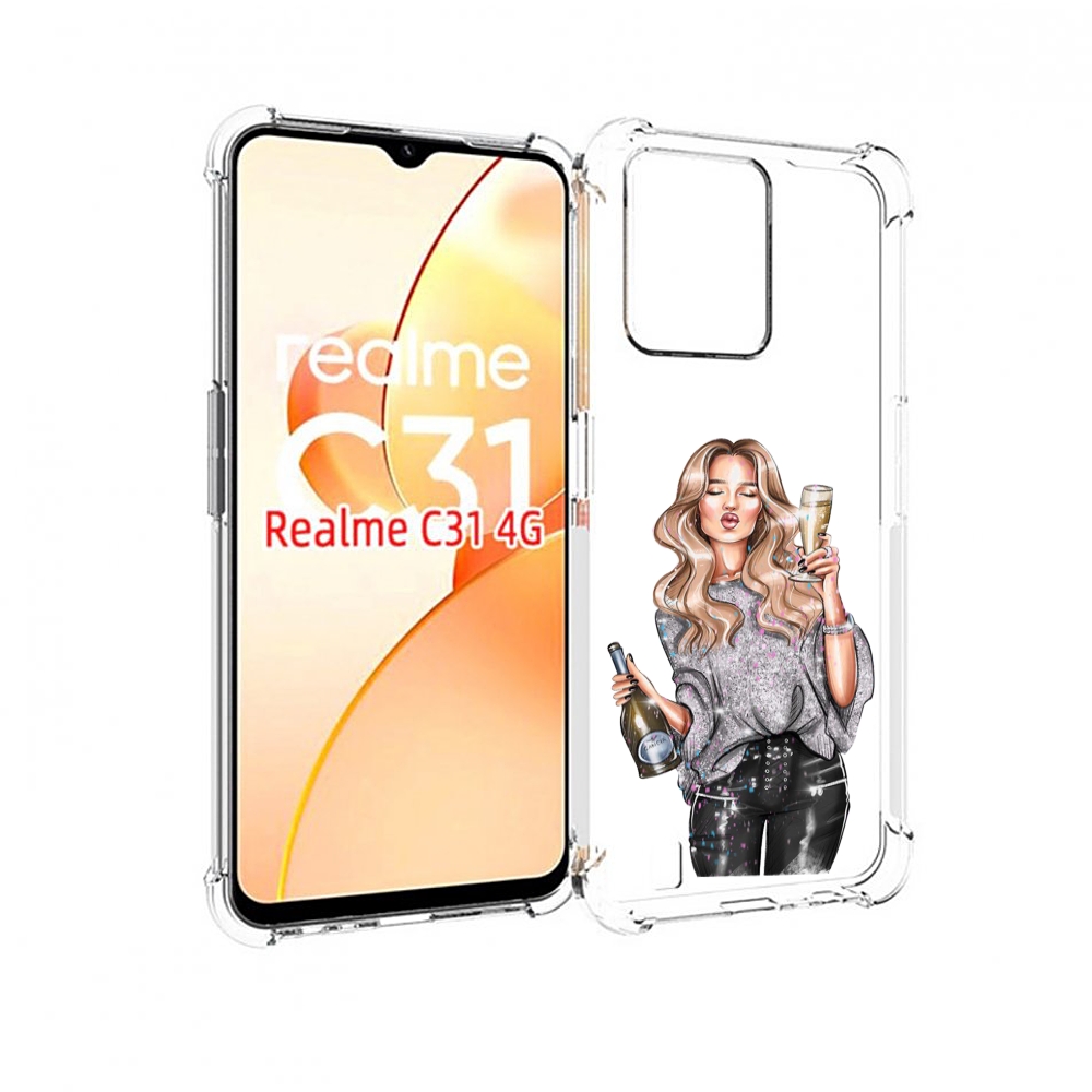 

Чехол MyPads красивая-любительница-шампанского женский для OPPO Realme C31, Прозрачный, Tocco