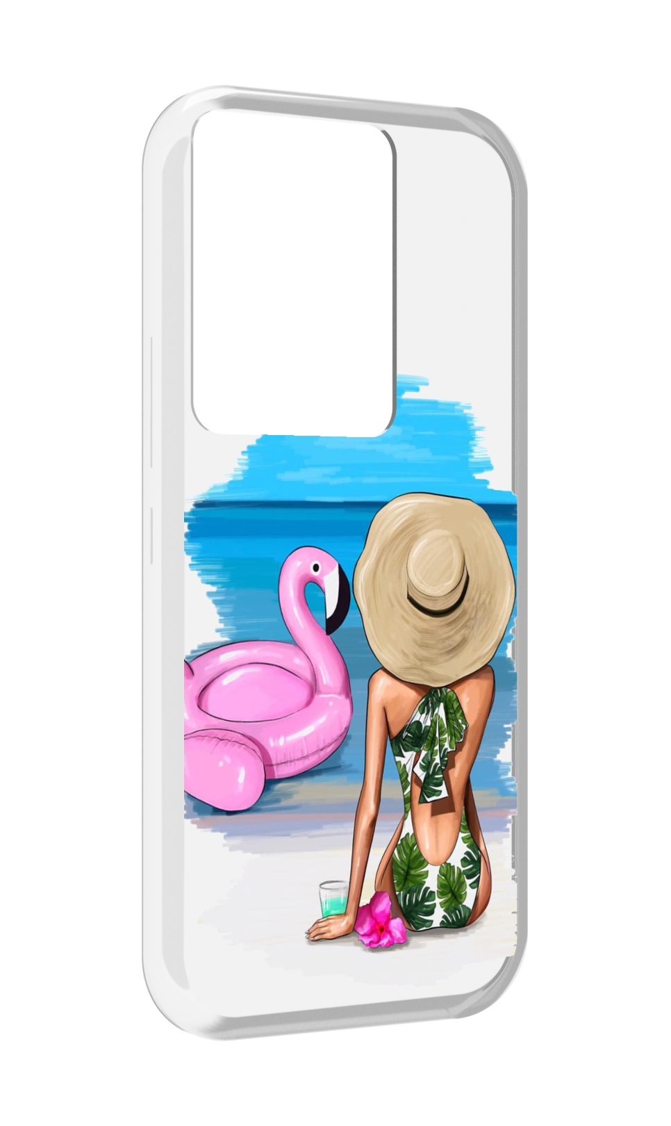 

Чехол MyPads Девушка-и-фламинго женский для Itel Vision 3 Plus / Itel P38 Pro, Прозрачный, Tocco