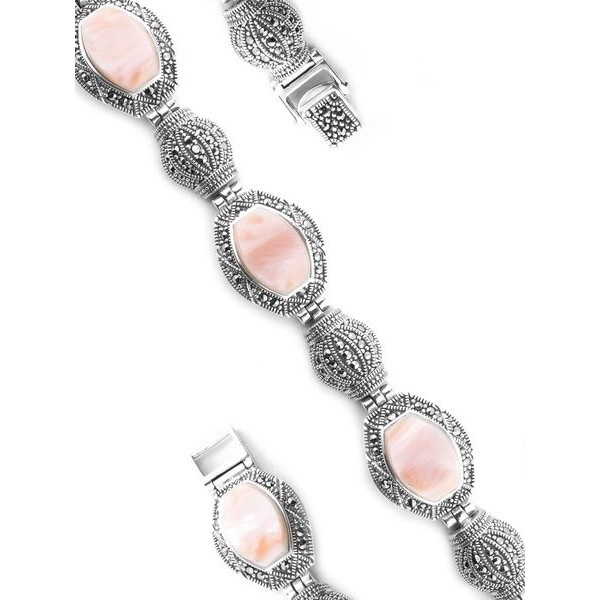 

Браслет из серебра с марказитом/перламутром розовым р. 20,5 Марказит BR0053, BR0053_марказит, перламутр розовый