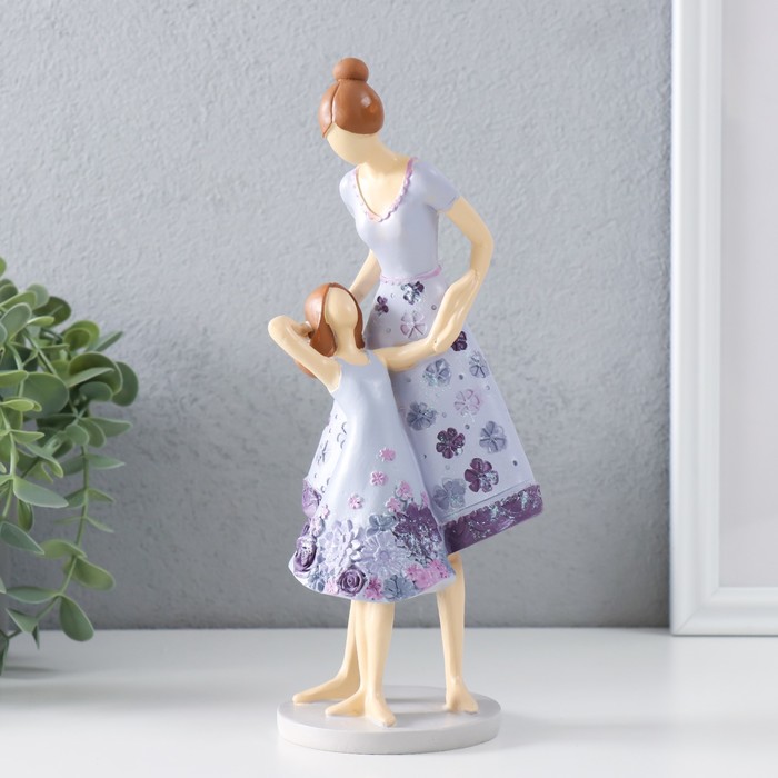 

Сувенир полистоун "Мама с дочкой в сиреневых платьях с цветами" 9х8,5х23,5 см, Фиолетовый