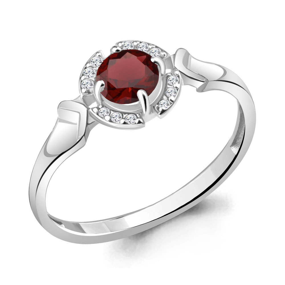 

Кольцо из серебра с гранатом р.  Aquamarine 6941103А_925_р, 6941103А_925_р