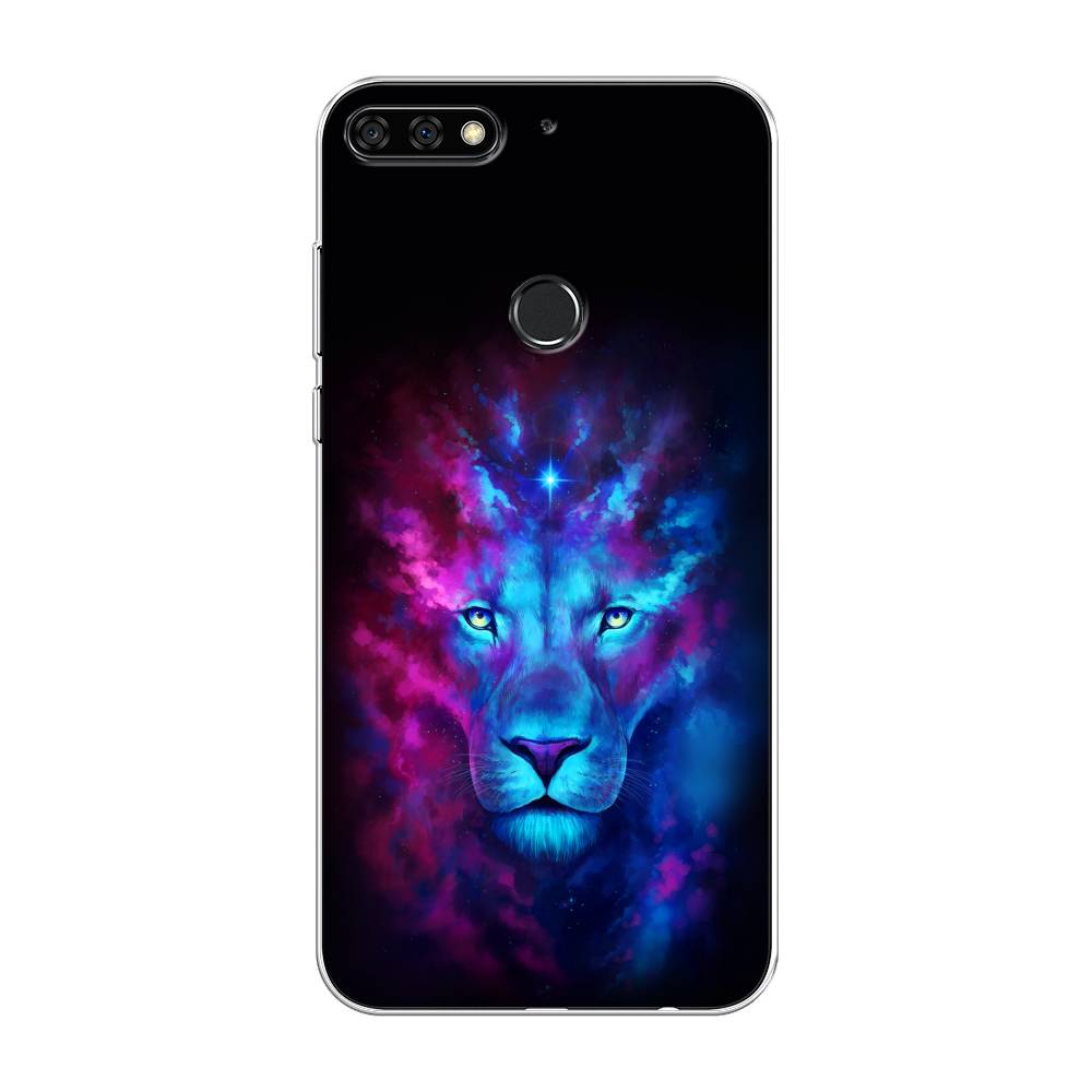 

Чехол Awog на Huawei Y7 Prime 2018 "Космический лев", Голубой, 66450-1
