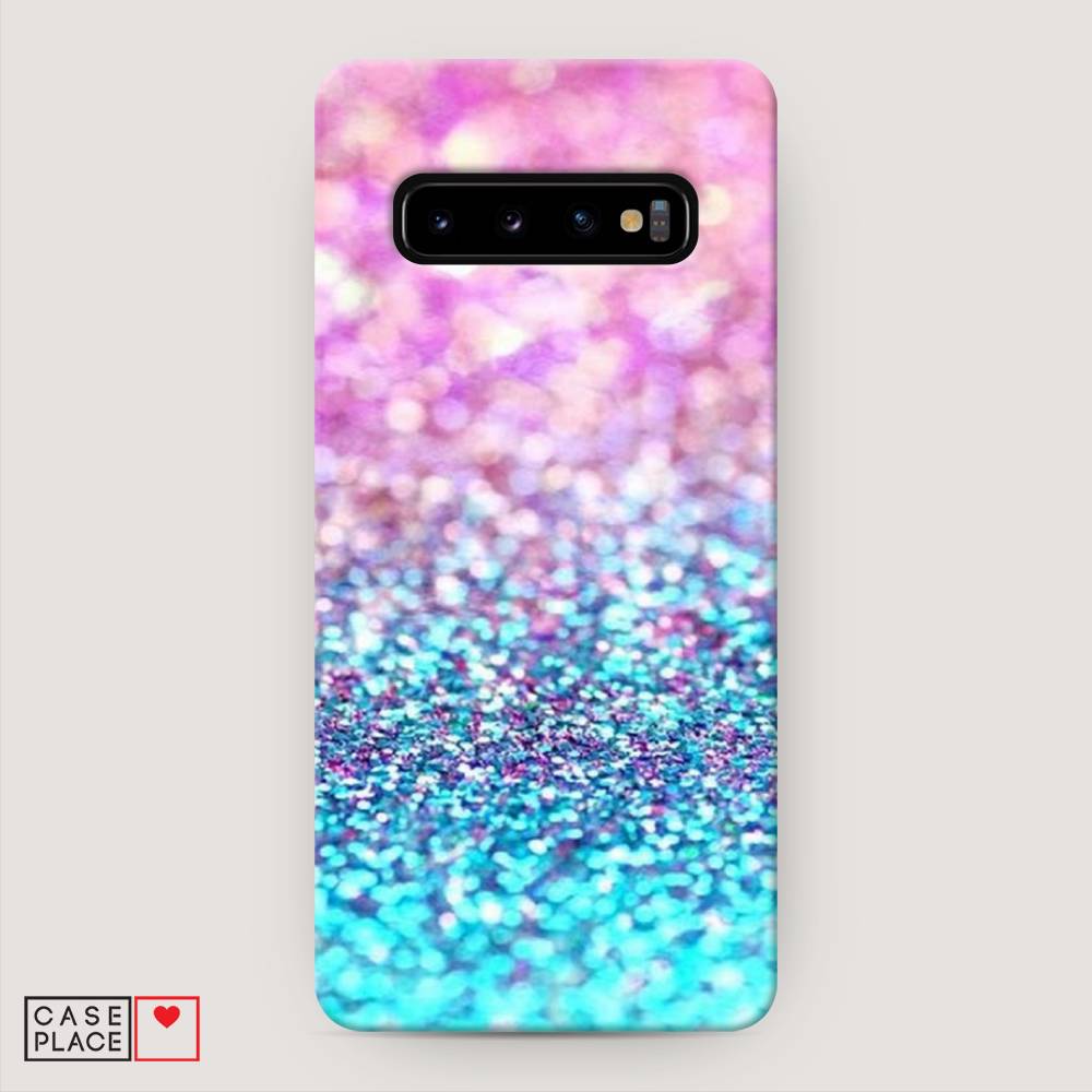 

Пластиковый чехол "Розово-голубые глиттеры рисунок" на Samsung Galaxy S10 +
