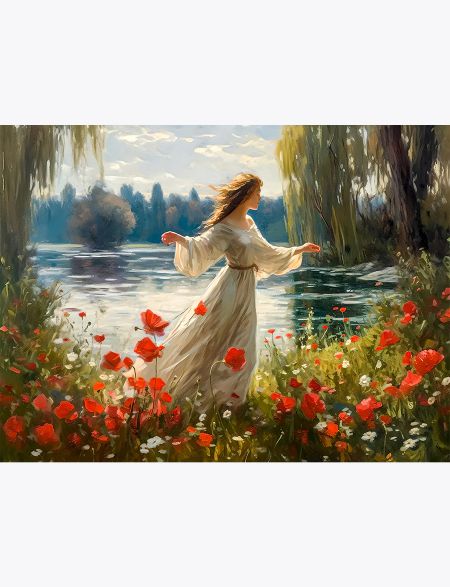 

Алмазная мозаика без подрамника Девица на прогулке, 40x30 см, 30 цветов, 62771, РА-241