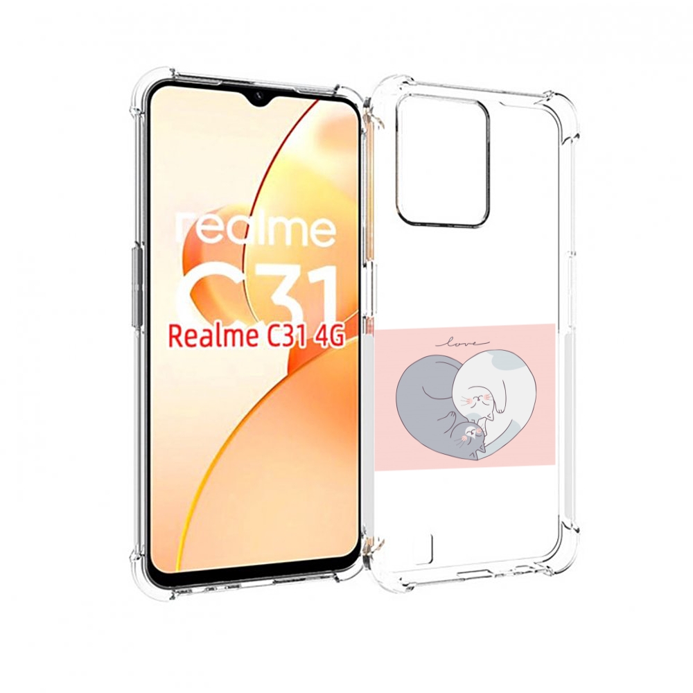 

Чехол MyPads котики-в-форме-сердца для OPPO Realme C31, Прозрачный, Tocco
