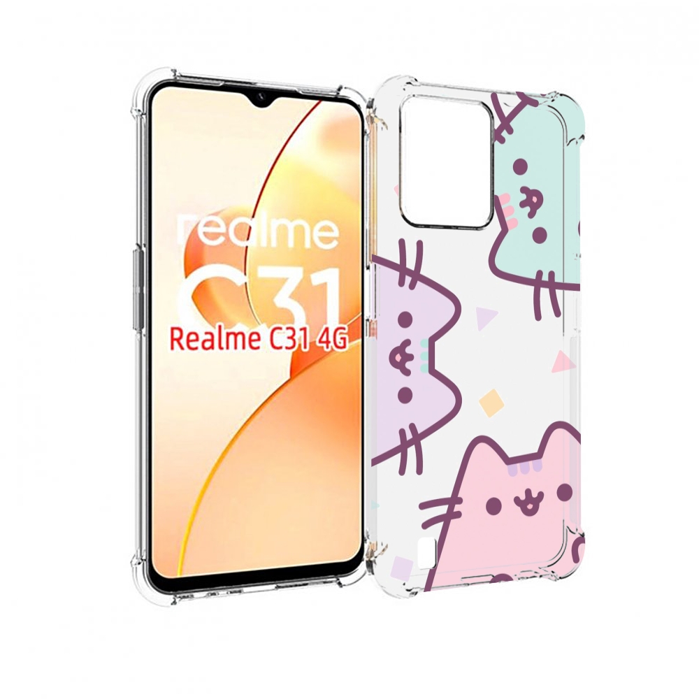 

Чехол MyPads котики зеленый фиолетовый розовый женский для OPPO Realme C31, Прозрачный, Tocco