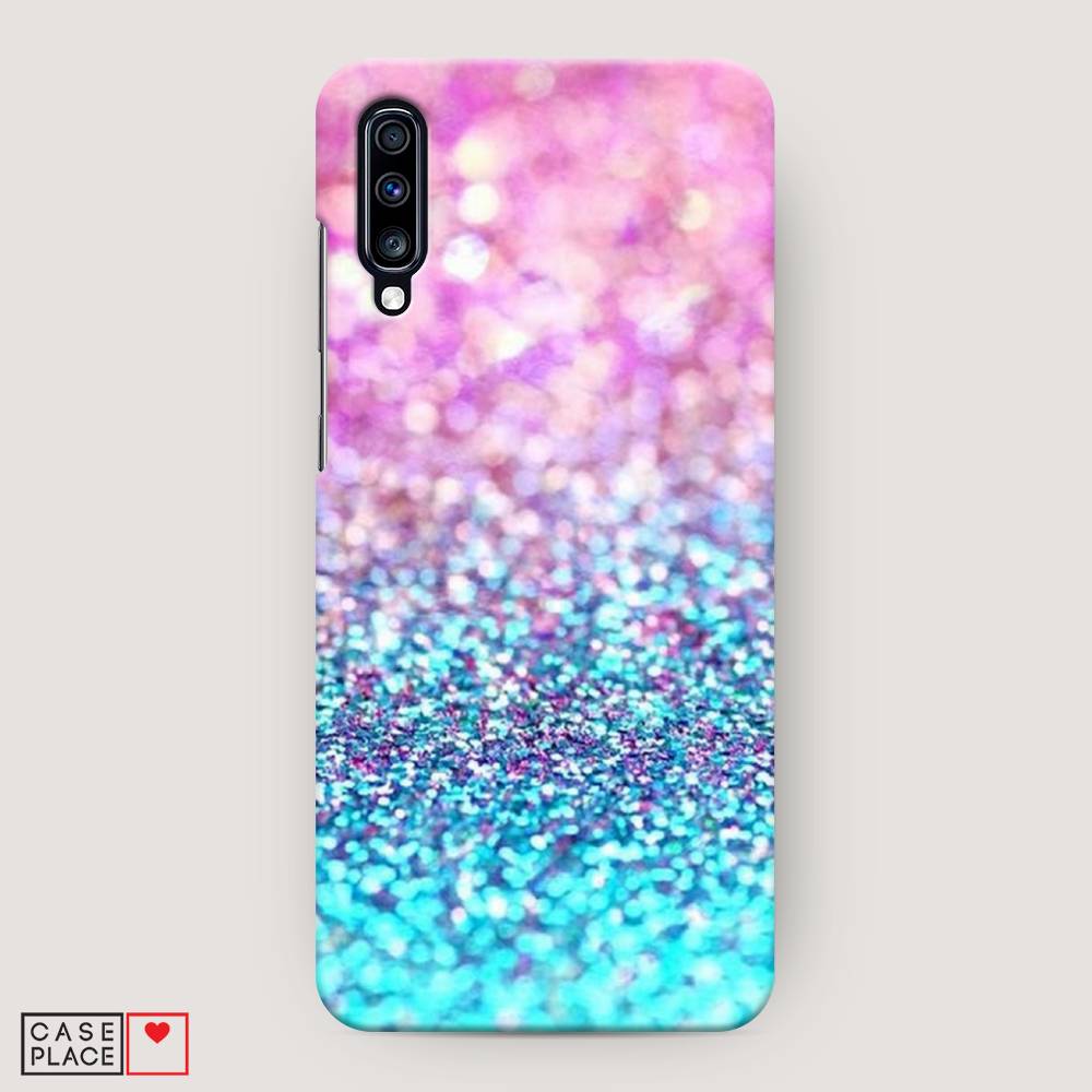 фото Пластиковый чехол "розово-голубые глиттеры рисунок" на samsung galaxy a70 awog