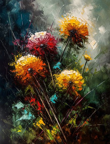 

Алмазная мозаика на подрамнике Цветы под дождем, 40x30 см, 50 цветов, 62723, ПРА-236