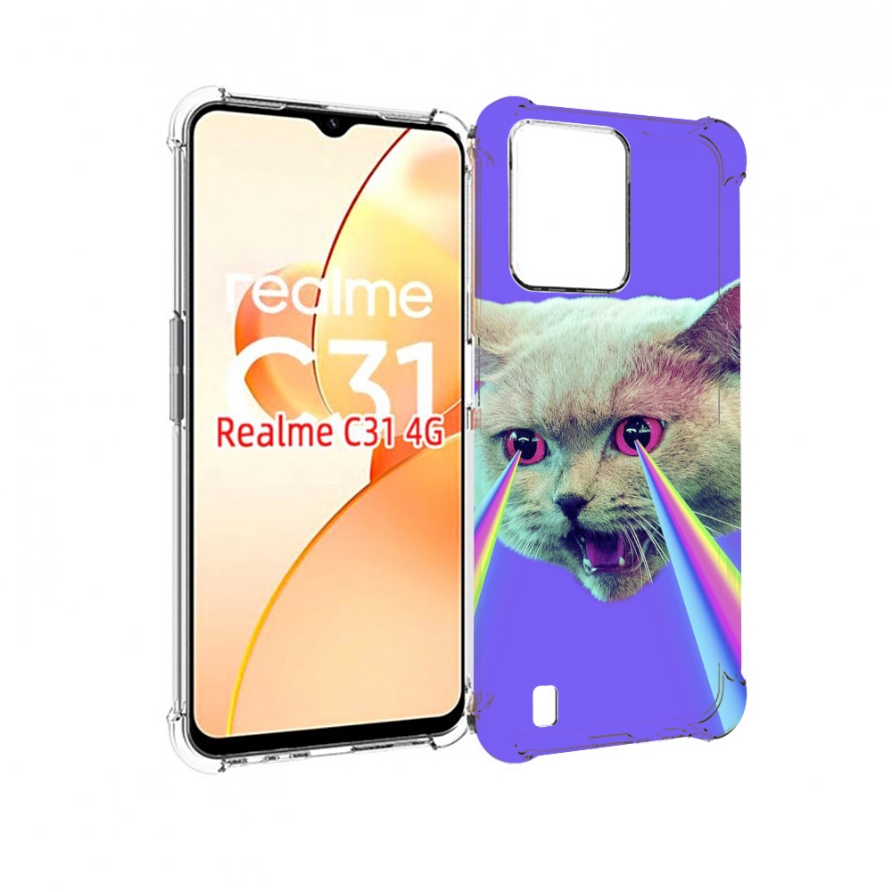 

Чехол MyPads кот с радугой в глазах для OPPO Realme C31, Прозрачный, Tocco