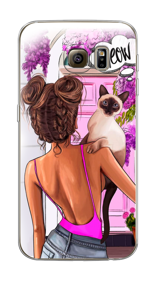 

Чехол Awog на Samsung Galaxy S6 edge "Девушка с кошкой", Фиолетовый;розовый;коричневый, 24450-7