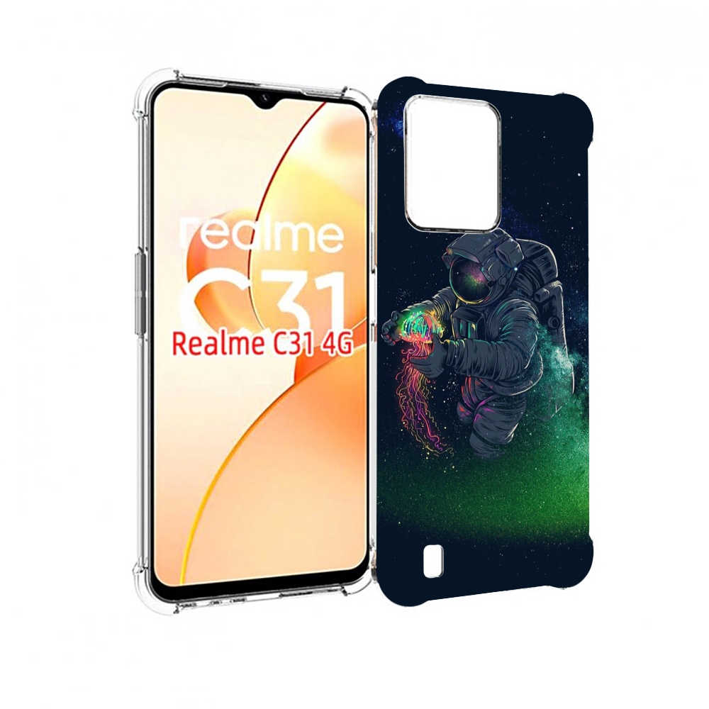 

Чехол MyPads космонавт-с-оружием-арты для OPPO Realme C31, Прозрачный, Tocco