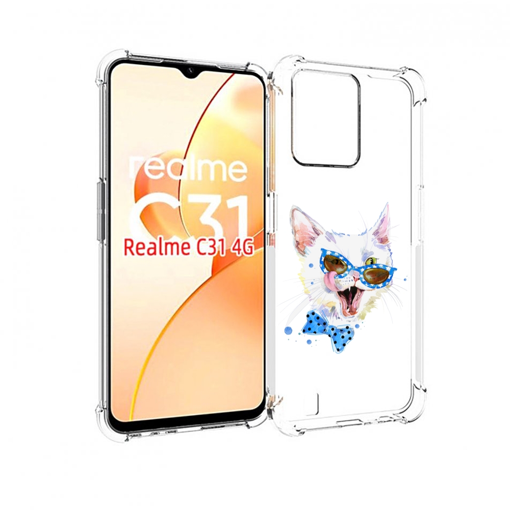 

Чехол MyPads белый кот для OPPO Realme C31, Прозрачный, Tocco
